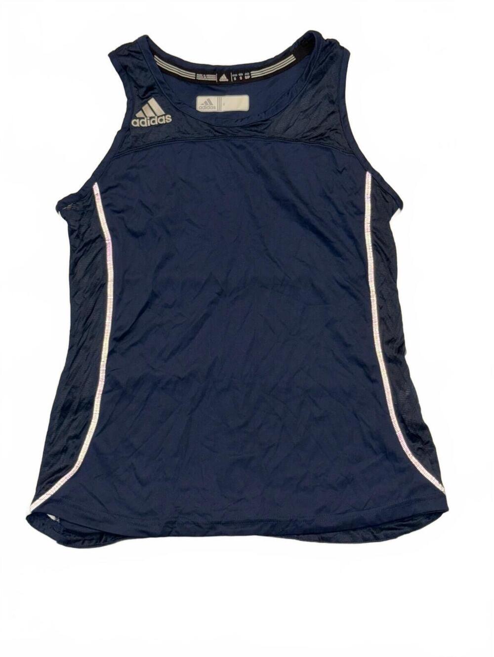 adidas Climacool Running Tank Top Small Navy Blue White Athletic Singlet S